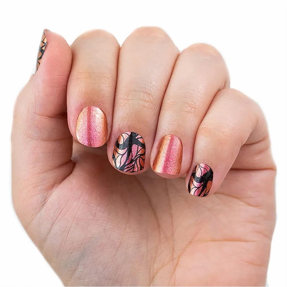 Color Street “Wing It On” Nail Polish Strip Retired Glitter Orange Red Nails NEW